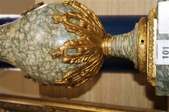 A marble swan decorated lamp H.53cm